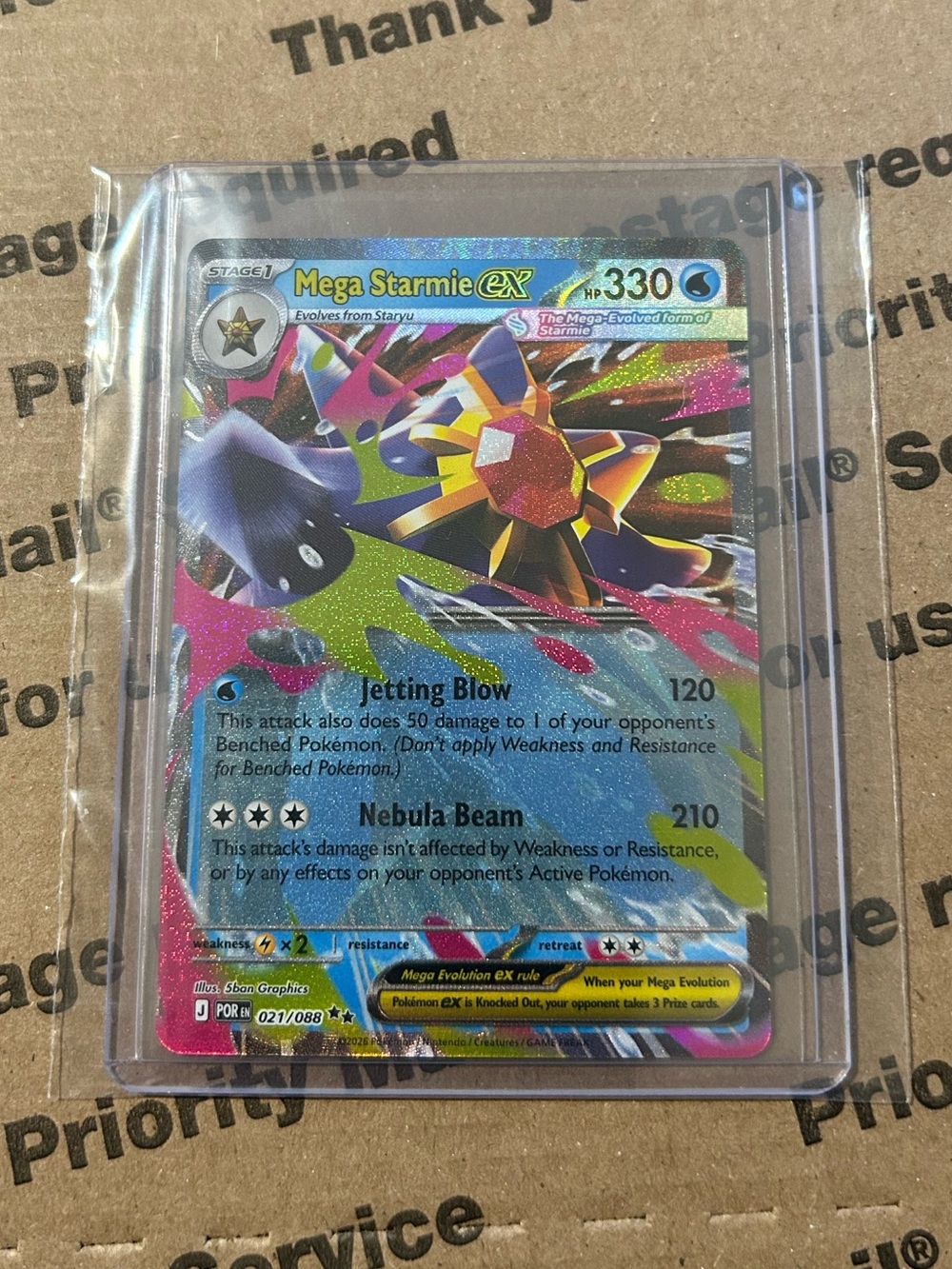 Holo Mega Starmie ex ‘26 Pokemon Perfect Order Double Rare Card No. 021/088